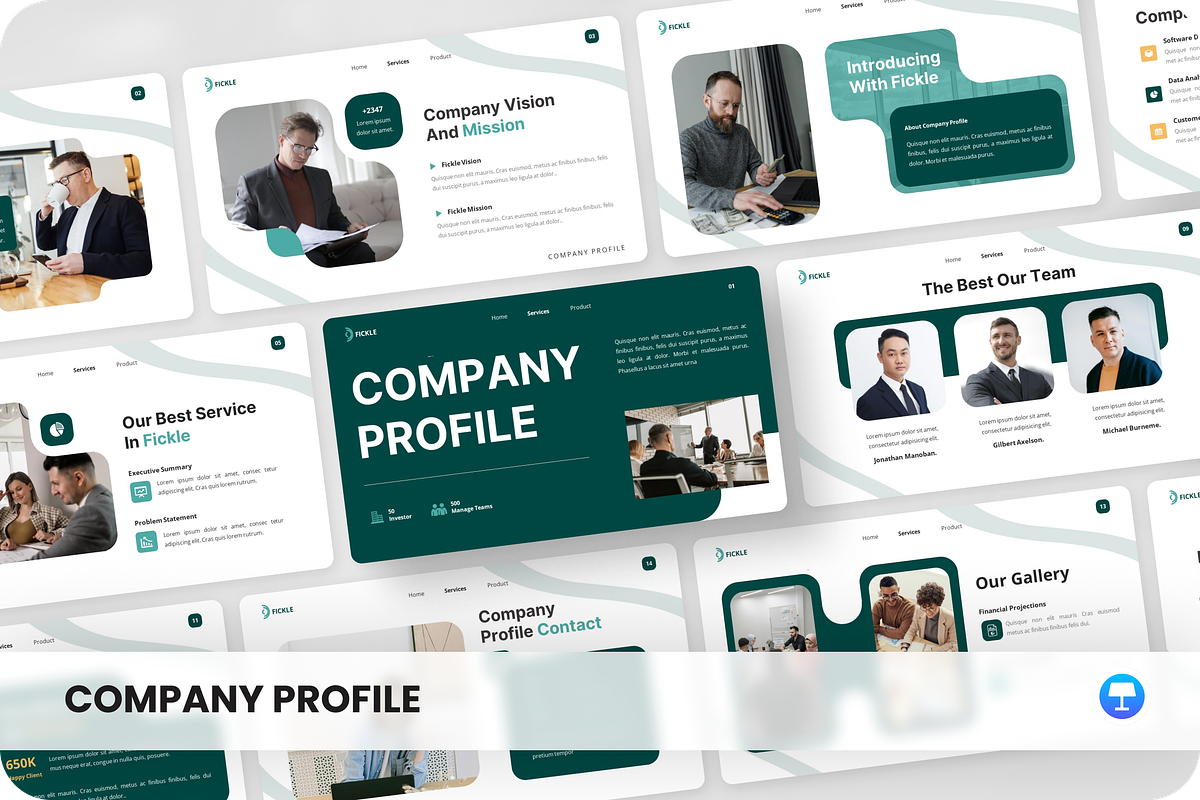 Fickle - Company Profile Keynote, a Presentation Template by SquidPixey (Photo 1 of 6)