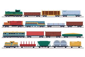 Goods trains. Wagons, containers and, a Transportation Illustration by YummyBuum