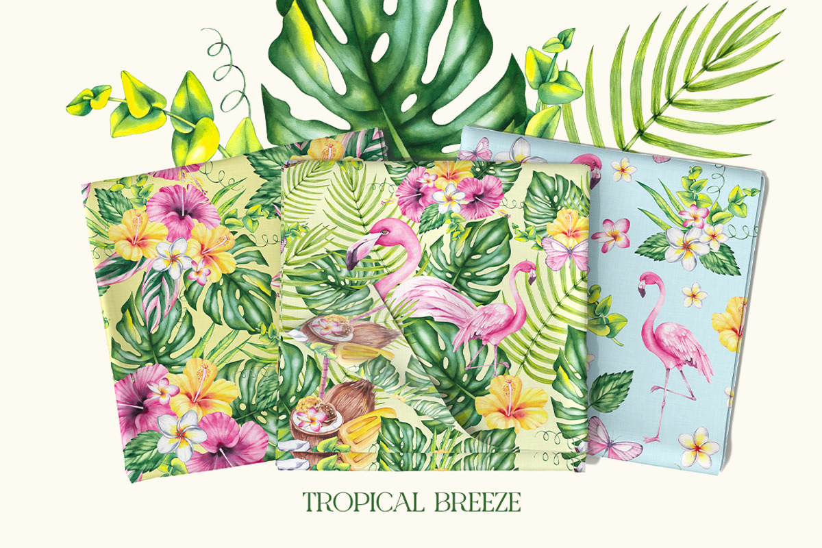 Tropical Breeze Clipart & Patterns, a Seasonal Illustration by SashaKondr (Photo 7 of 13)