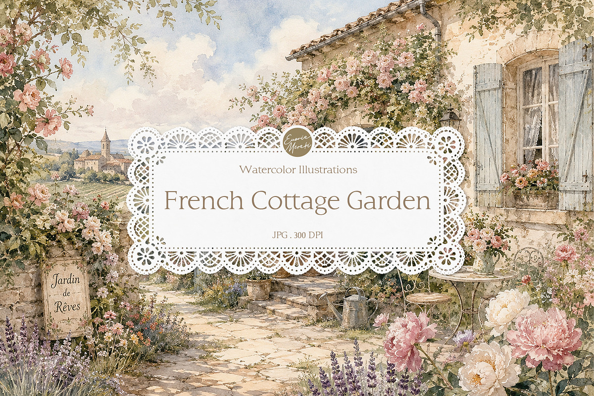 French Cottage Garden Watercolor Set, a Decorative Illustration by Euonia Meraki (Photo 1 of 18)