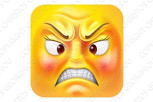 Angry Woman Emoji Emoticon Icon, an Object Illustration by Christos Georghiou