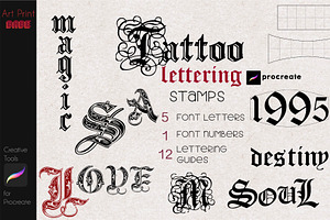 Tattoo Lettering Stamp Font Grid Art