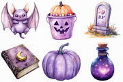 Watercolor Pastel Purple Halloween, an Illustration by Craft Nest (Thumbnail 4 of 6)