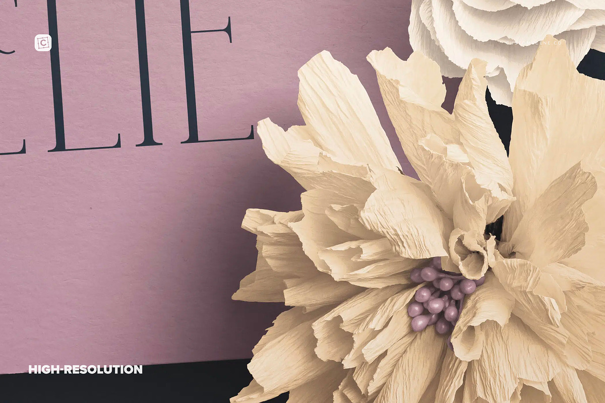 Logo Mockup with Paper Flowers, a Product Mockup by Custom Scene (Photo 3 of 8)