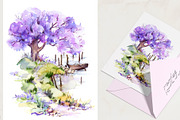 Blooming Jacaranda tree Watercolor, an Object Graphic by ON_lineart_store (Thumbnail 8 of 9)