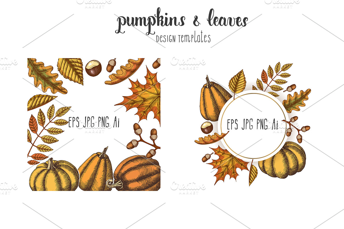 Pumpkins and Leaves Set, an Illustration by Tabiti (Photo 4 of 14)