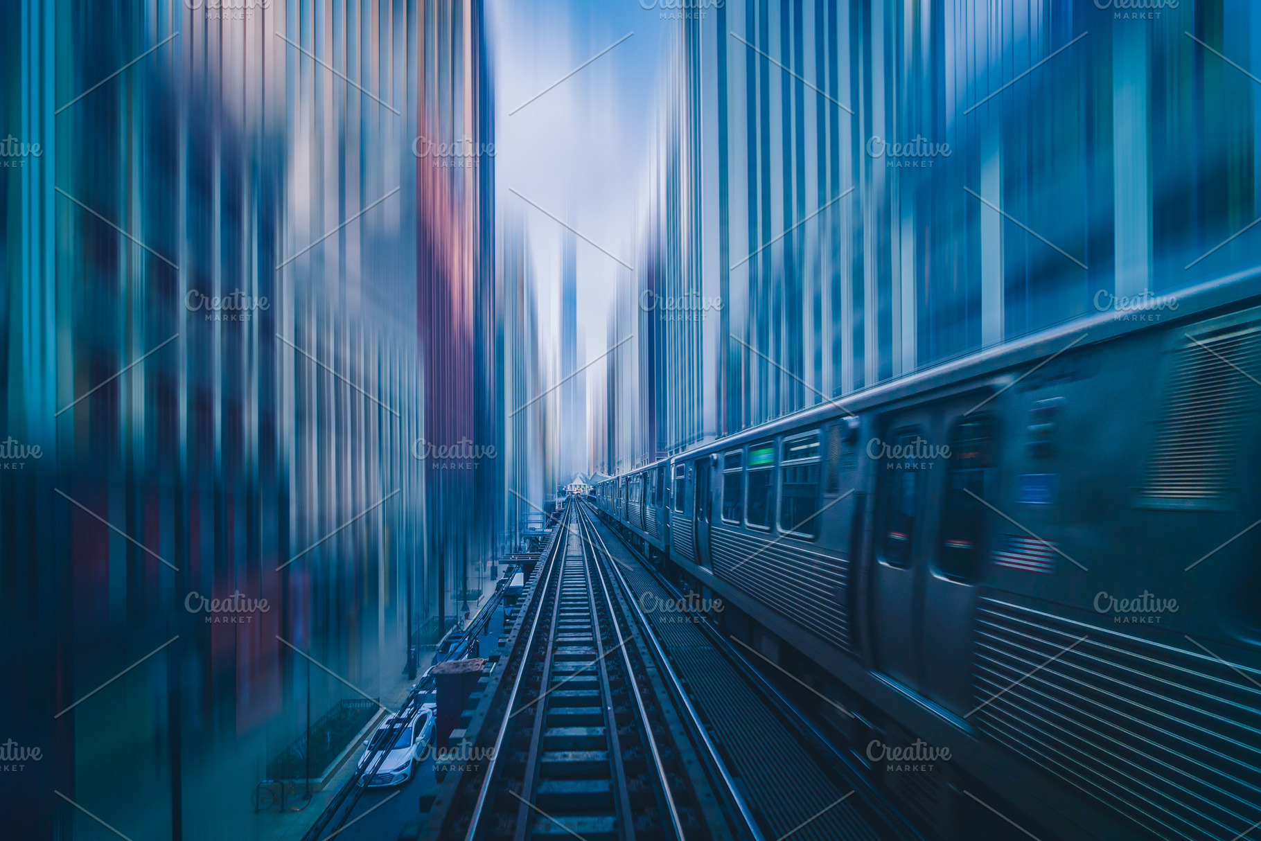 Futuristic scene Motion blur movemen, a Transportation Photo by Tzido Gallery