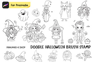 Doodle Halloween Brush Stamp