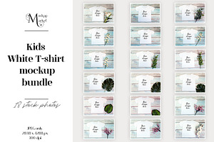 18 Kids White t-shirt Mockup bundle.