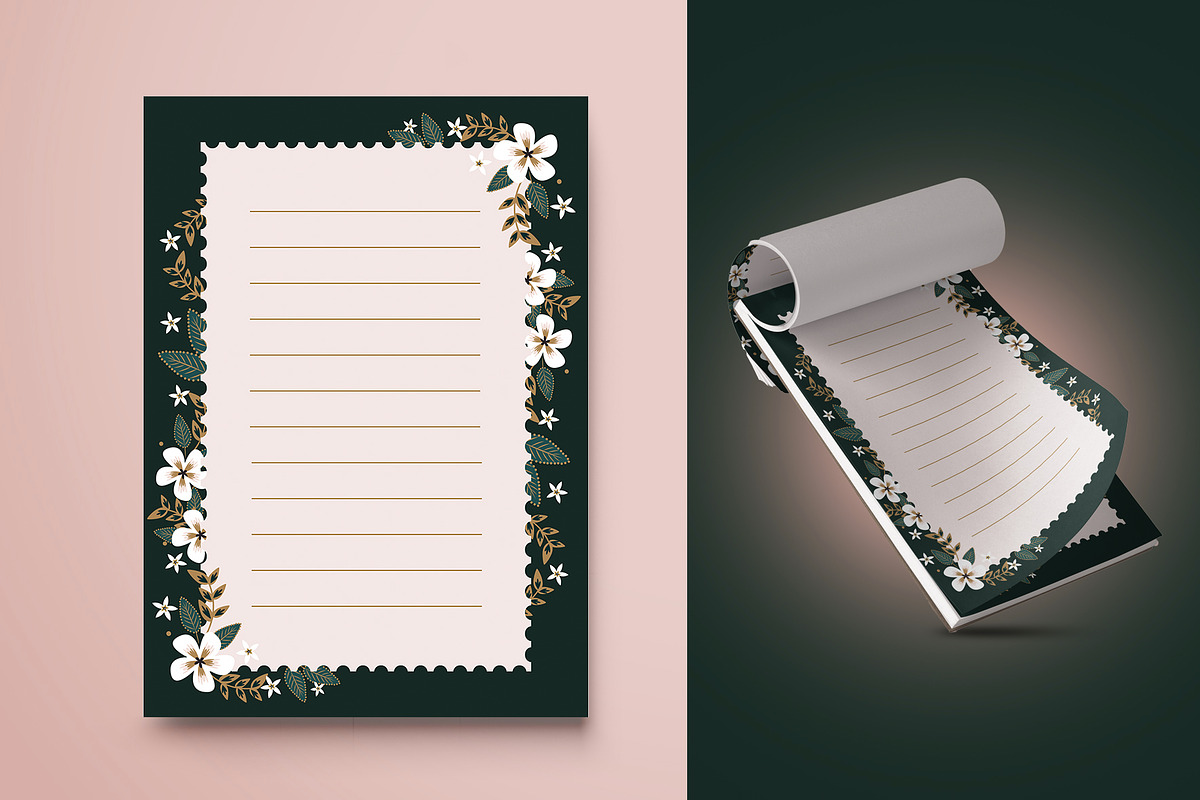 Floral Notepad Templates Set, a Stationery Template by Werlang Paper (Photo 4 of 4)