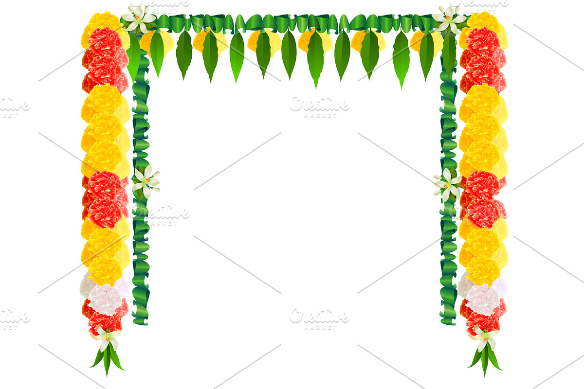 Flower garland mala for ugadi indian, a Decorative Illustration by orensila