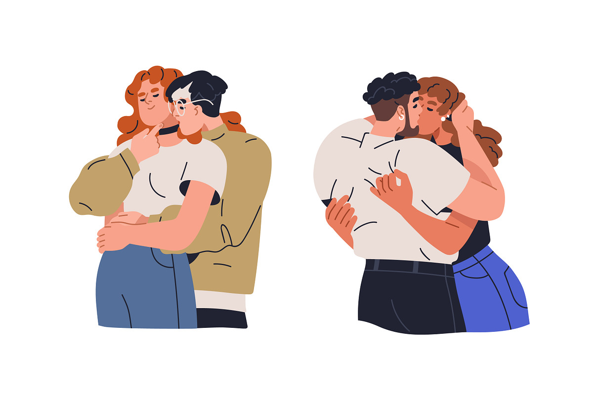 Love couples kiss with passion set, a Person Illustration by Good Studio (Photo 10 of 19)