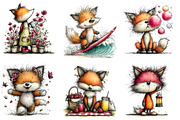 Whimsical Summer Foxs Clipart, an Illustration by Dream Creation (Thumbnail 3 of 6)