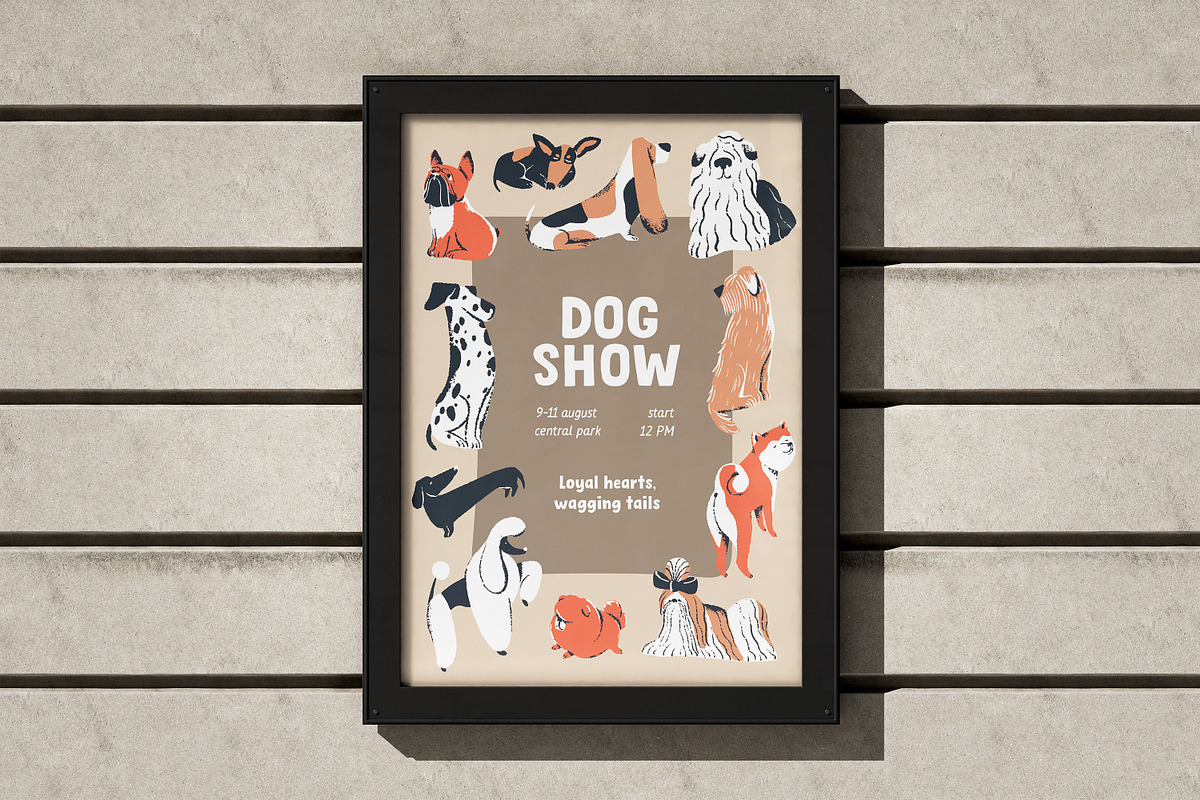 Cute dogs set, patterns, poster, an Animal Illustration by PaperTrident (Photo 13 of 13)
