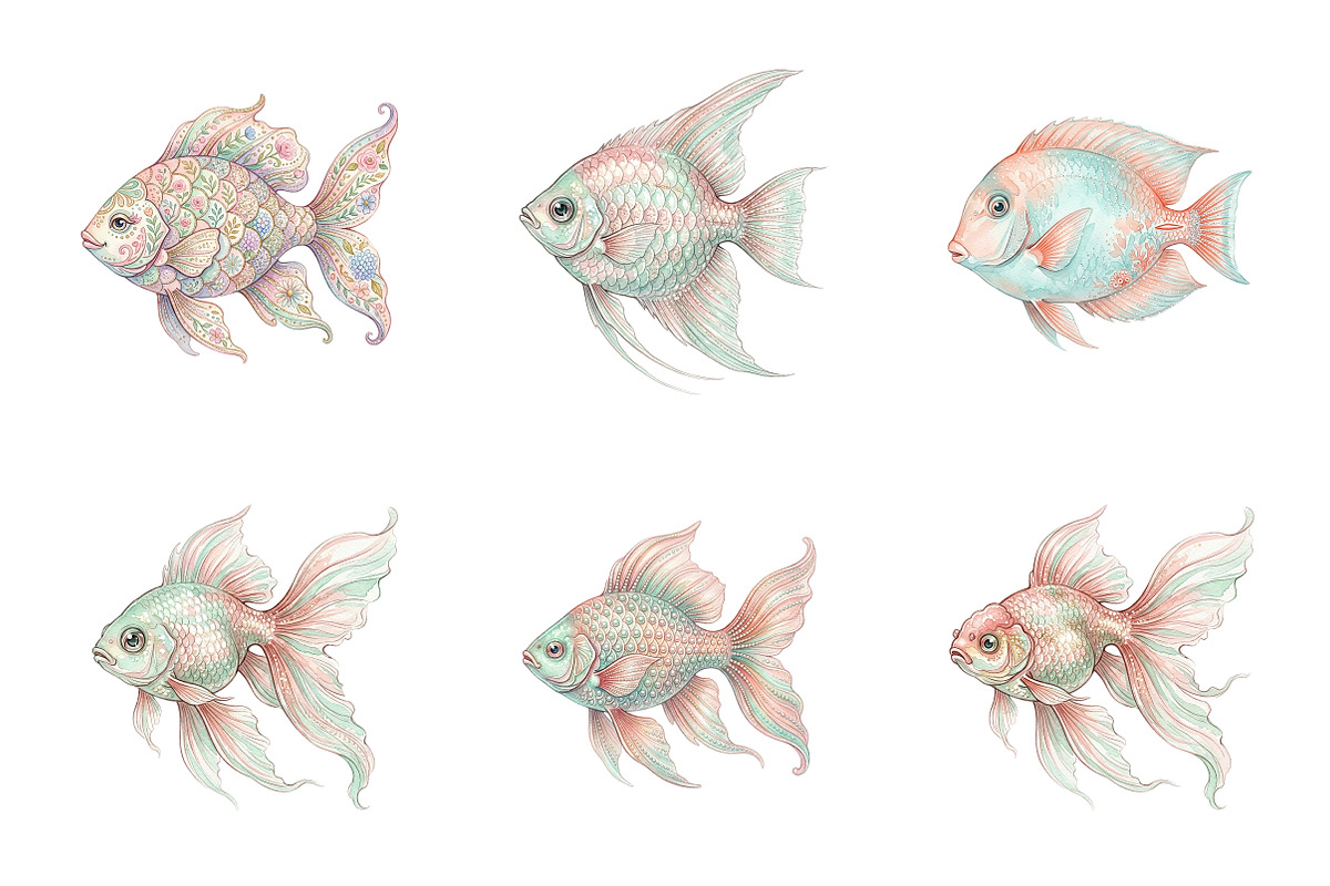 Preppy Glitter Fish PNG, a Transportation Illustration by SinaCreation (Photo 2 of 9)