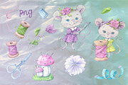 Sewing accessories and sewing mouse, an Illustration by Yuliya Art (Thumbnail 2 of 10)