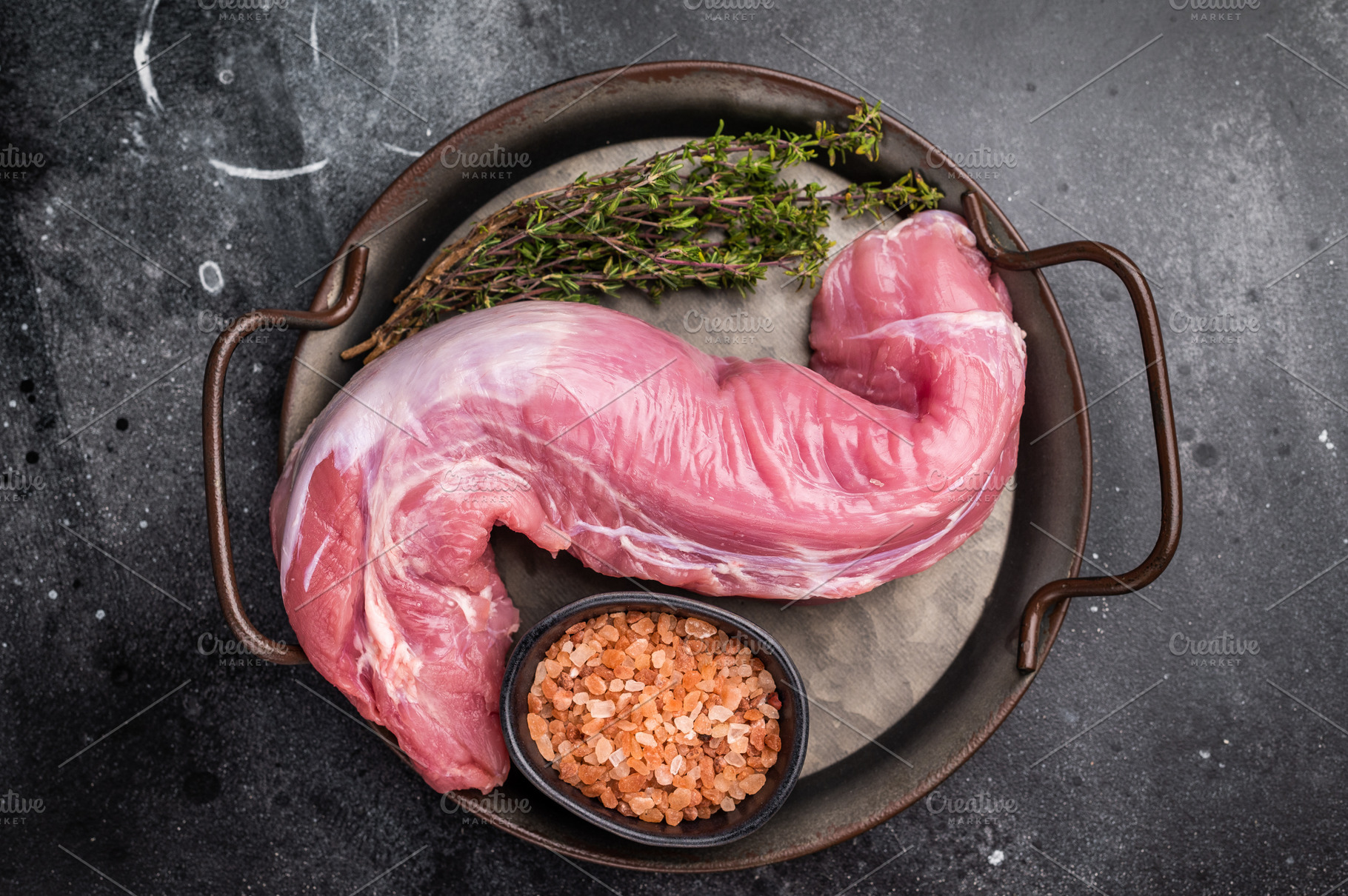 Fresh pork tenderloin fillet, showcasing its lean cut, perfect f, a Food & Drink Photo by composter-box@mail.ru