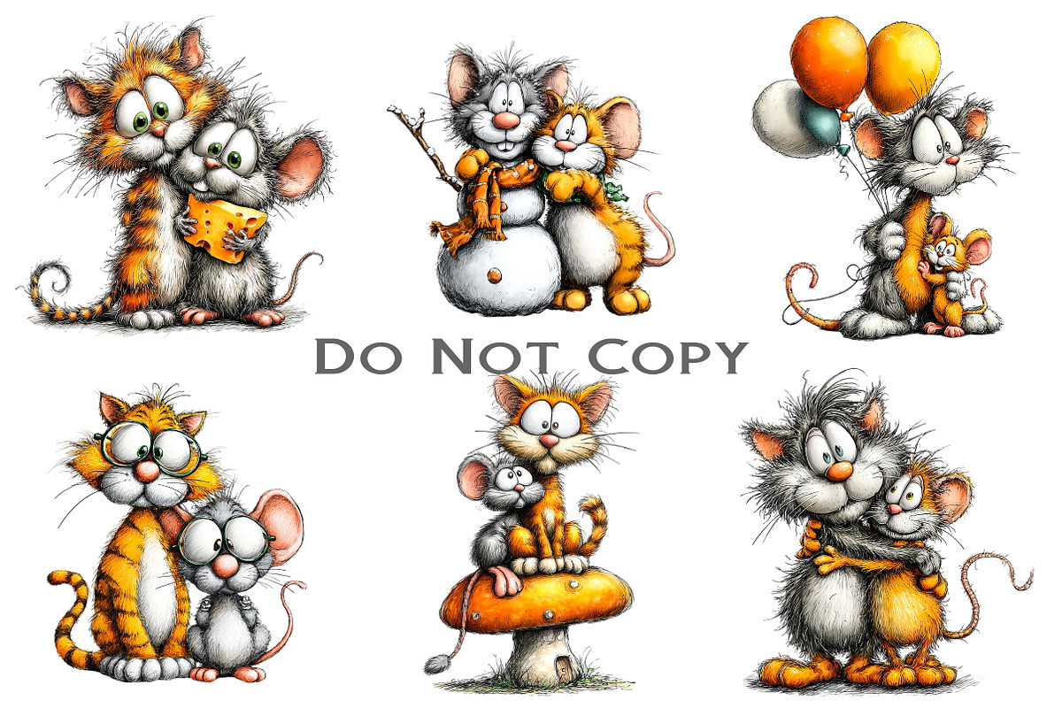Quirky Cat and Mouse Best Friends, an Illustration by Craft Nest (Photo 3 of 9)