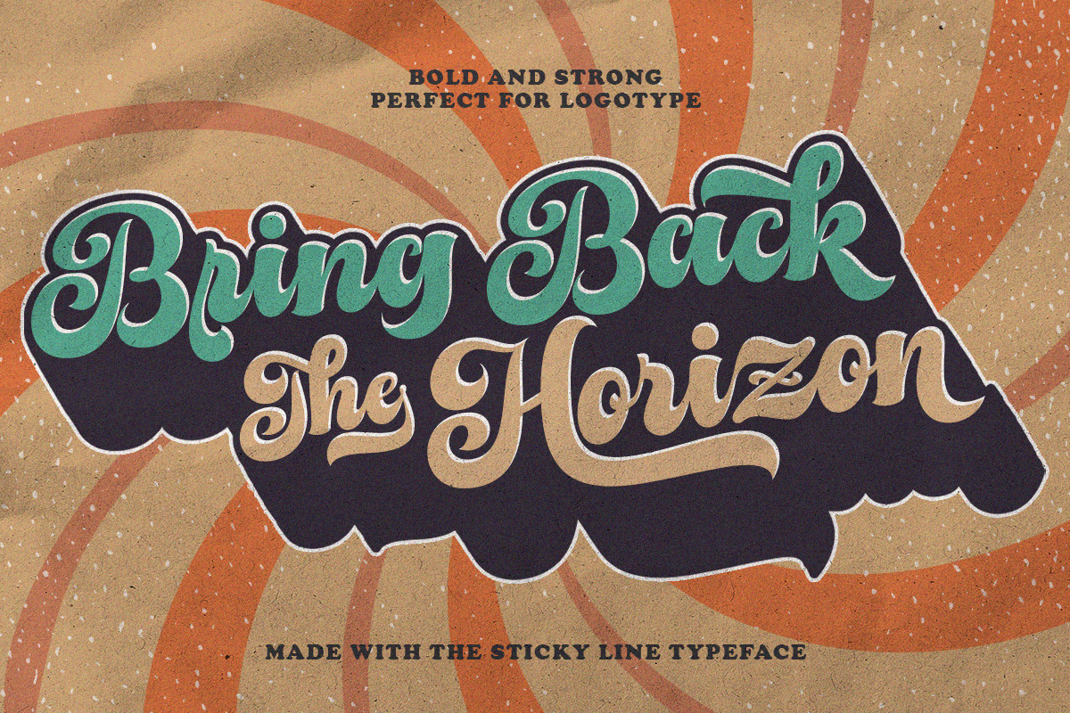 The Sticky Line - Retro Font, a Script Font by Suza Studio (Photo 7 of 11)