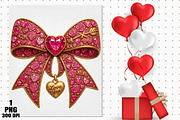 Rhinestone Valentines Bow Png, an Illustration by Daily.Designs (Thumbnail 2 of 5)