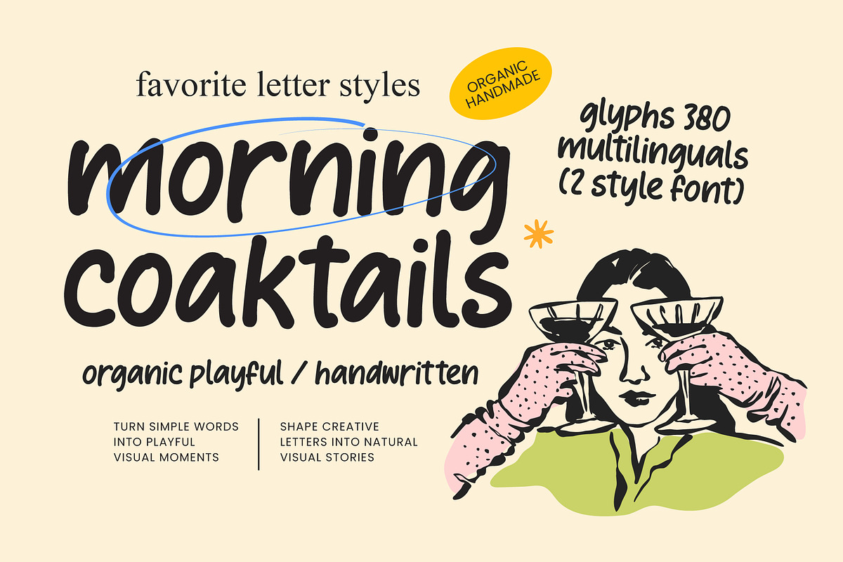 Morning Cocktails | Handwritten Font, a Handwritten Font by BlancaLab Studio (Photo 1 of 8)