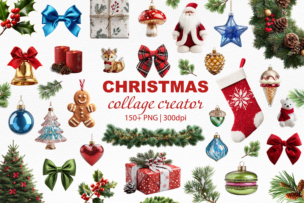Christmas Collage Clipart Bundle, an Object Graphic by NatalieArtShop (Photo 1 of 10)