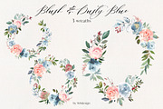 Blush & Dusty Blue Floral Clipart, a Decorative Illustration by whiteheartdesign (Thumbnail 3 of 11)