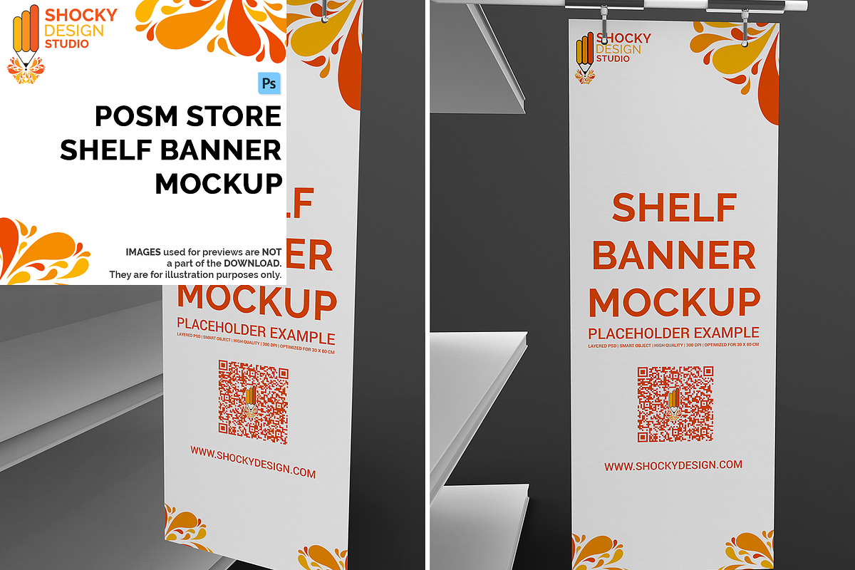 POSM Store Shelf Banner Mockup, an Advertising Mockup by Shocky Design Studio (Photo 1 of 3)
