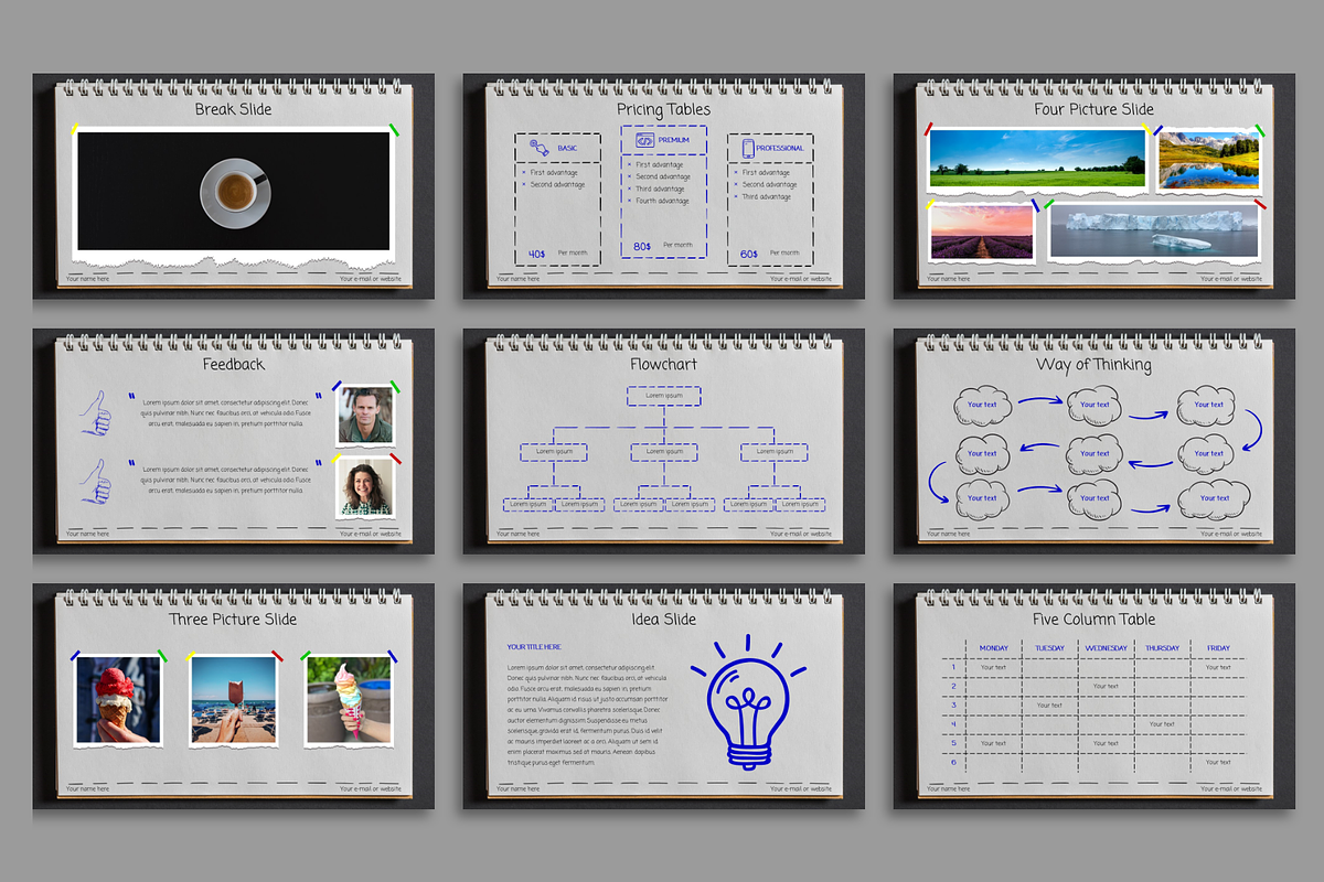 Notebook PowerPoint Template, a Presentation Template by Helga_Design