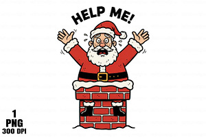 Funny Santa Stuck in Chimney Christm, an Illustration by Daily.Designs