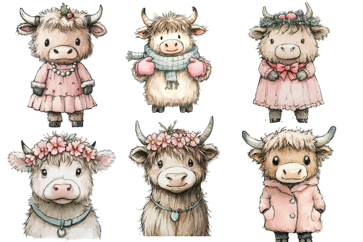 Cute Coquette Christmas Haighland, an Illustration by Designworld (Photo 2 of 4)
