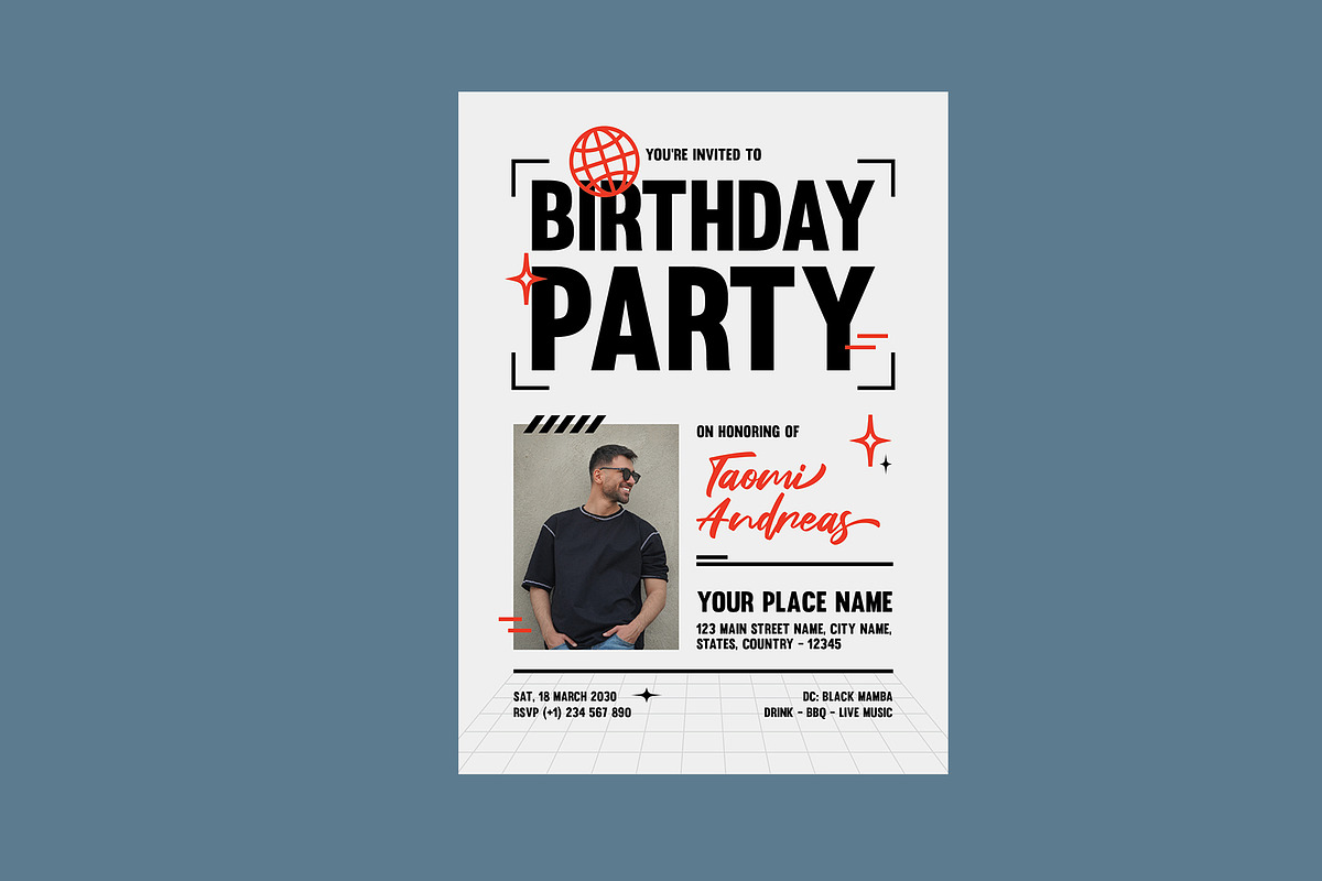 Creative Minimal Birthday Invitation, a Card Template by Neermana (Photo 3 of 4)