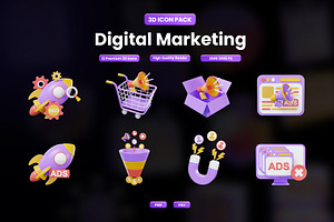 Digital Marketing 3D Icon Pack, an Object Graphic by Artnivora.Std