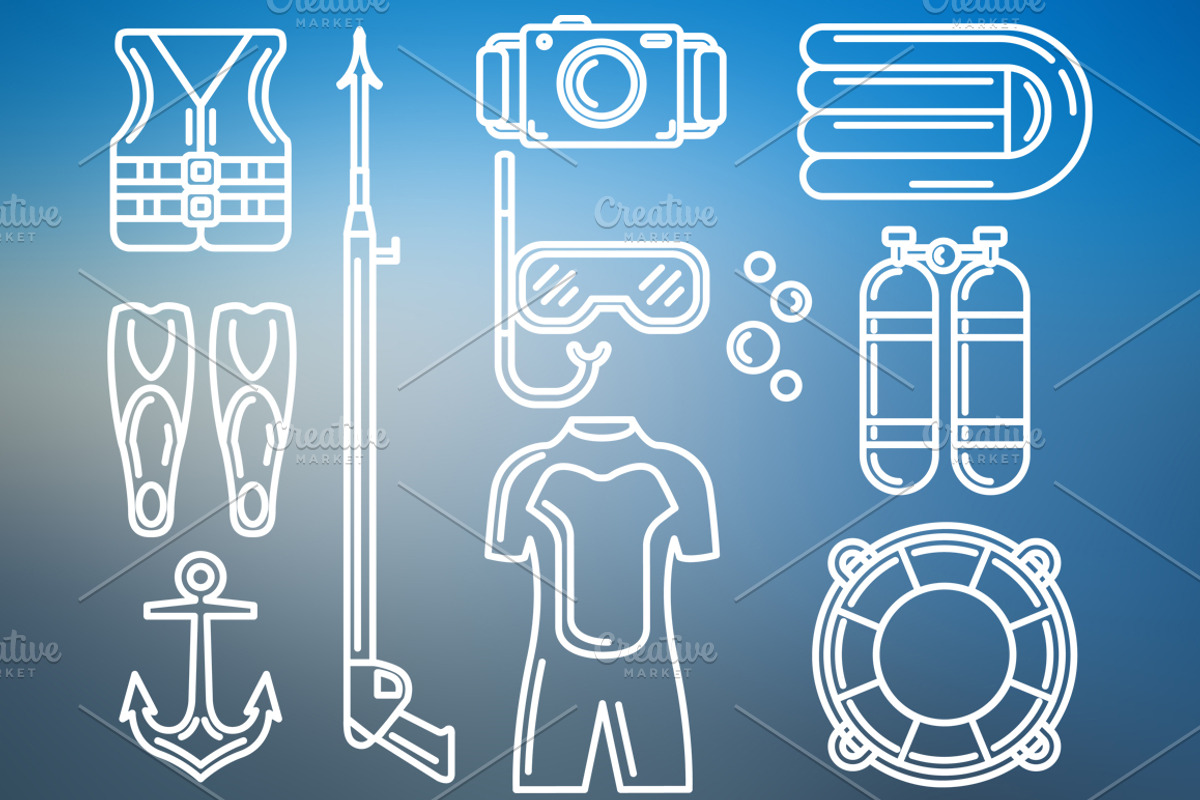 Diving Set Outlined & Colored, an Icon by DeniseUytiepo (Photo 5 of 5)