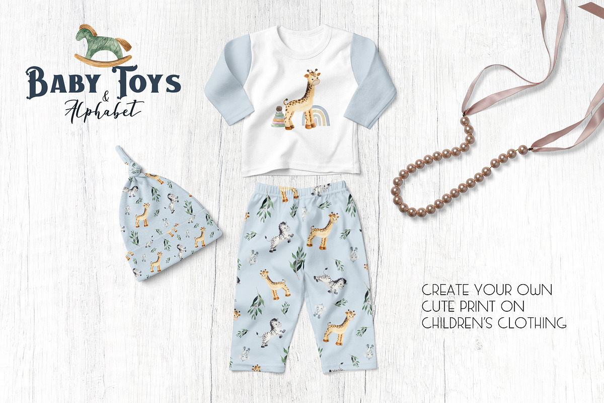 Watercolor Baby Toys & Alphabet, an Object Graphic by Ana-Sakuta (Photo 8 of 21)