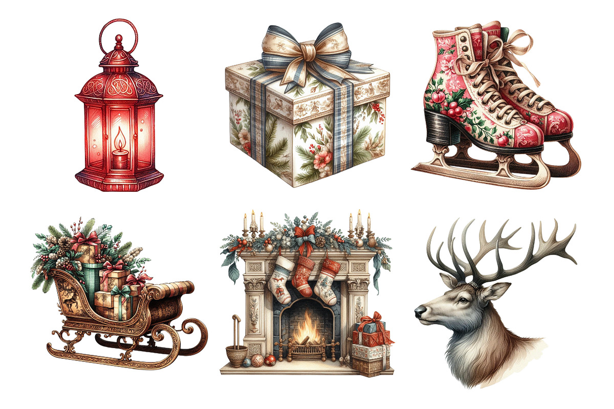 Christmas Toile Clipart, an Illustration by Daily.Designs (Photo 4 of 5)