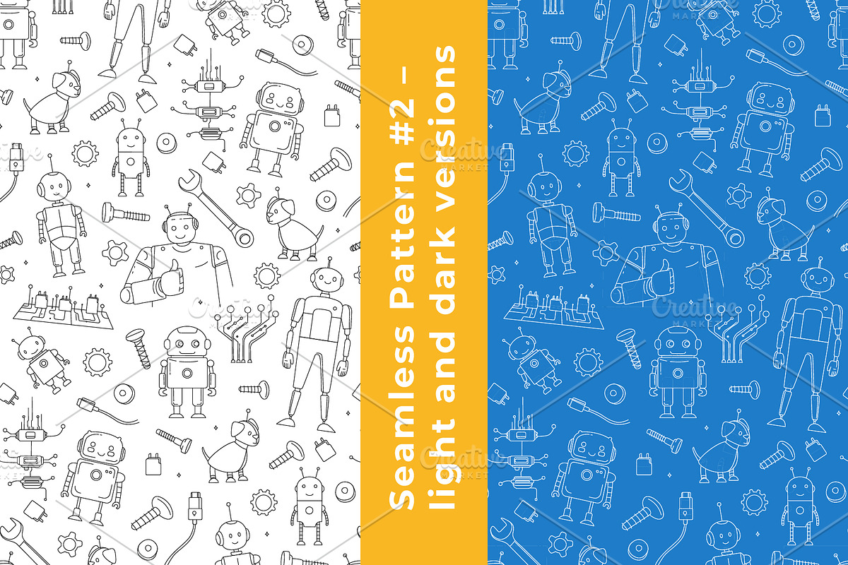 STEM Robotics Clipart & Pattern, a Technology Illustration by VasilkovS (Photo 4 of 5)