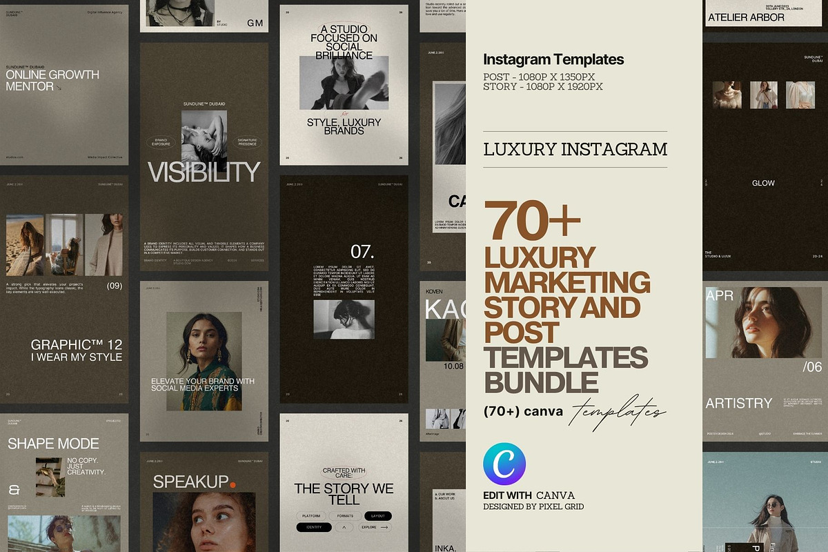 Luxury Canva Social Media Pack, a Social Media Template by Pixel Grid (Photo 1 of 9)