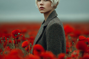Woman with in a Field of Poppies, a Person Photo by Ocean Digital Art