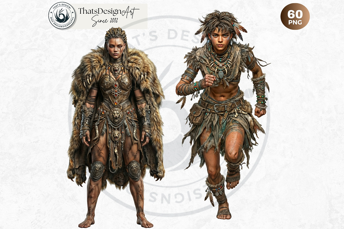 Primal Fantasy Tribal Characters PNG, a Person Illustration by ThatsDesignArt (Photo 13 of 13)