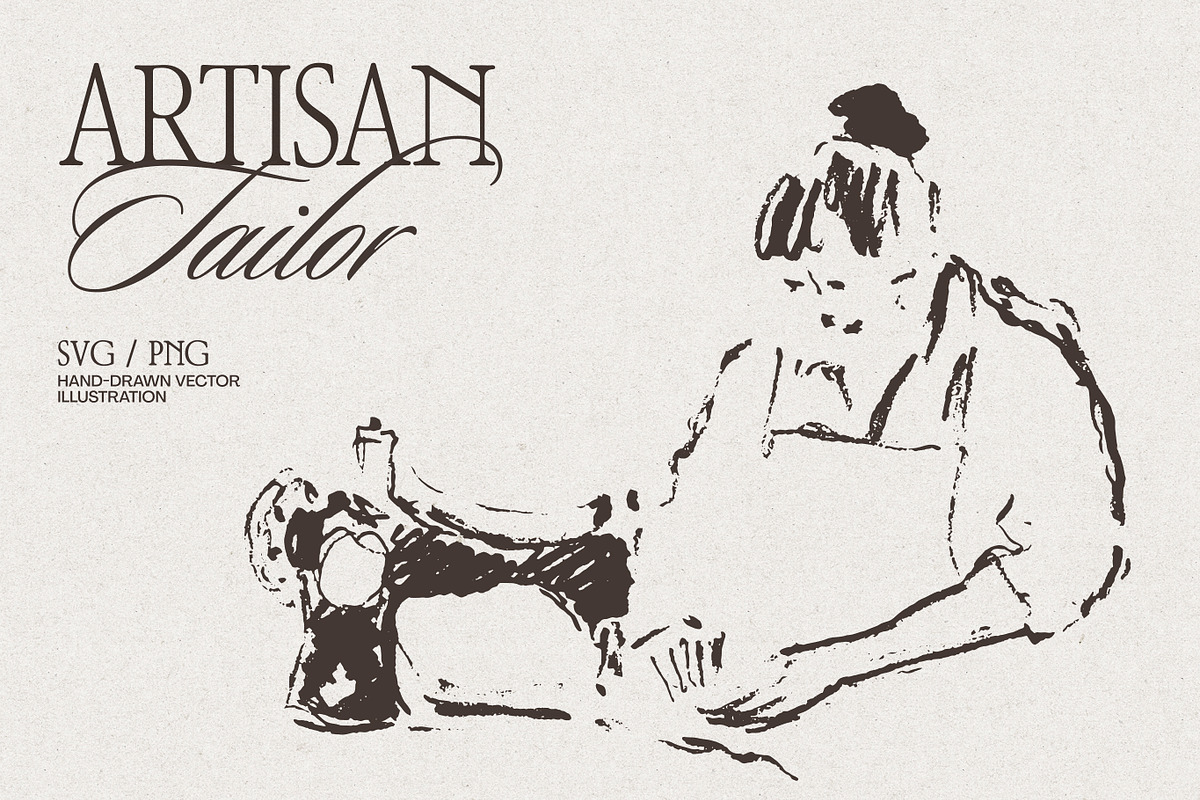 Artisan Tailor Sketch Illustrations, a Person Illustration by TheMountBirdStudio (Photo 1 of 6)