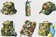 Watercolor Camouflage Summer Clipart, an Illustration by Black Bird Studio (Thumbnail 7 of 7)