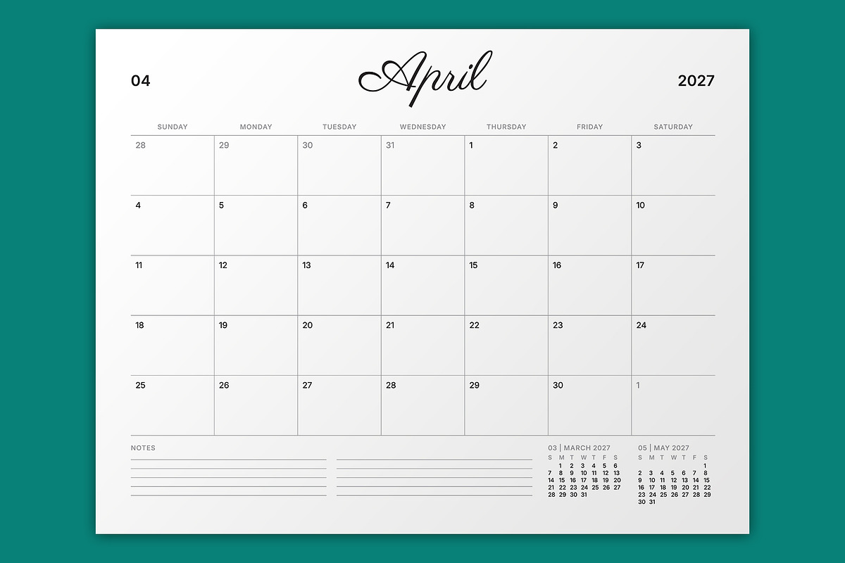 2027 Monthly Planner (MP050-27), a Stationery Template by mikhailmorosin (Photo 2 of 6)