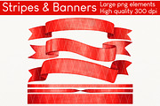 Red watercolor Bows Stripes Ribbons, an Object Graphic by KarinkaBU (Thumbnail 2 of 5)