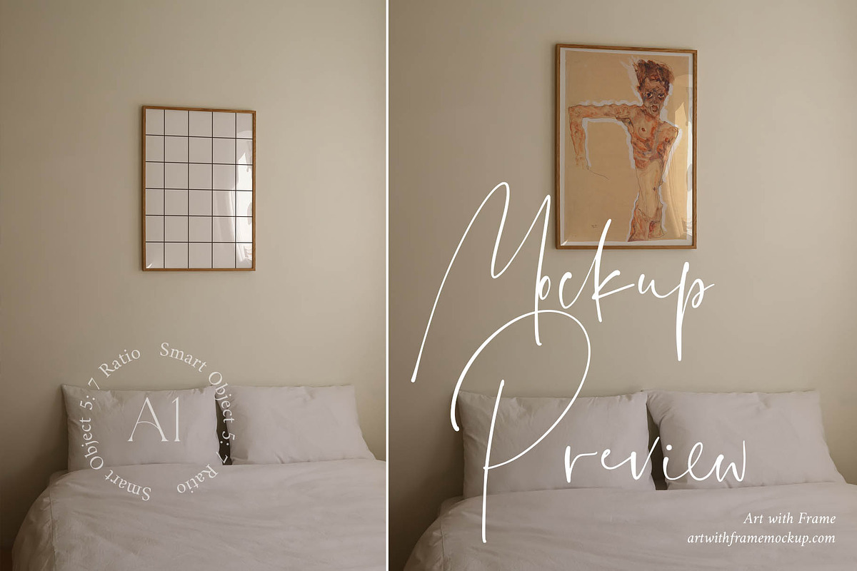 8 Bedroom Frame Mockup Set, a Product Mockup by ArtwithFrame (Photo 2 of 5)