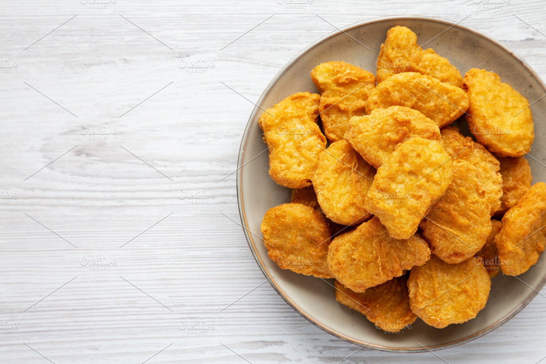 Homemade Chicken Nuggets with Ketchup, top view. Flat lay, overh, a Food & Drink Photo by LiudmylaChuhunova