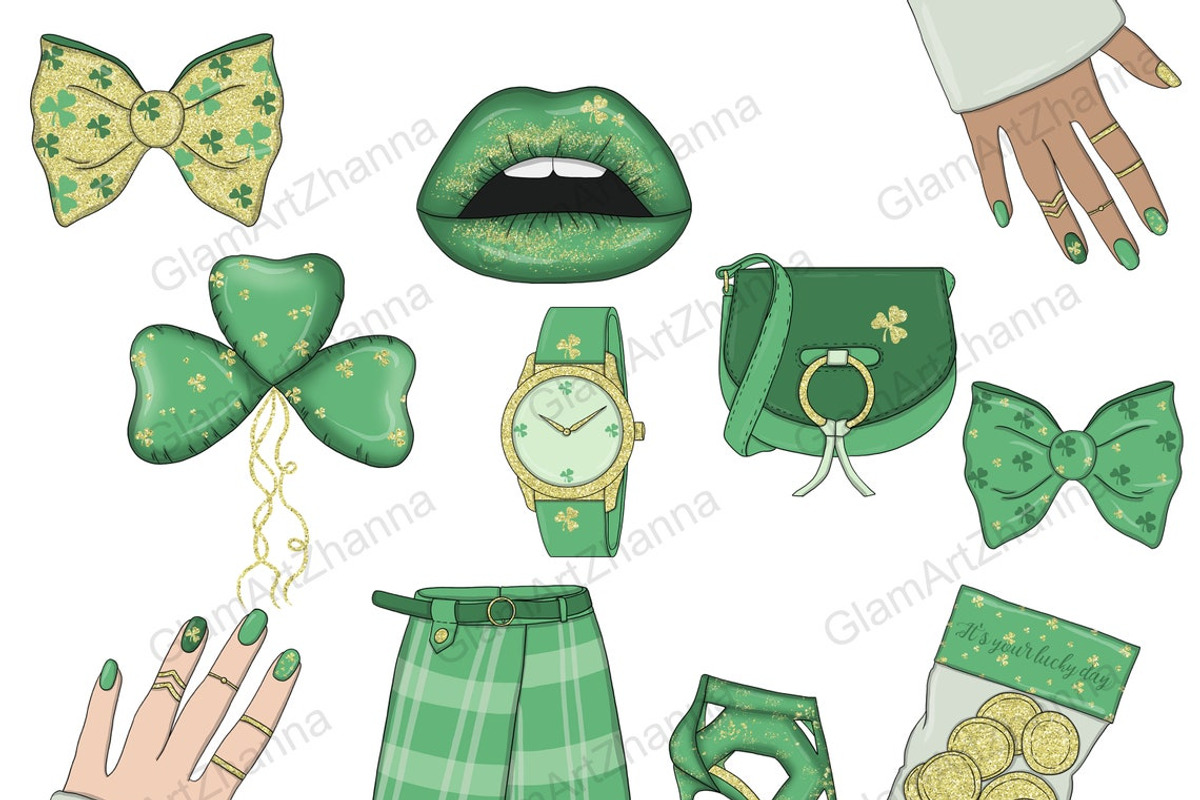 Saint Patrick's Day Clipart, a Seasonal Illustration by GlamArtZhanna (Photo 2 of 3)