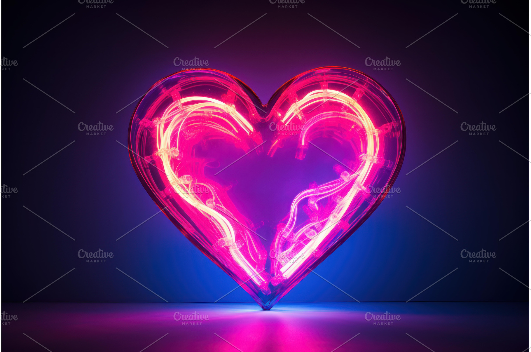 Colorful Neon heart shaped. Generate, an Abstract Photo by Ylivdesign