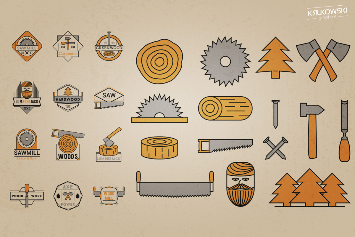 Wood Vector Badges Logo Set, a Branding & Logo Template by Krukowski Graphics (Photo 5 of 6)