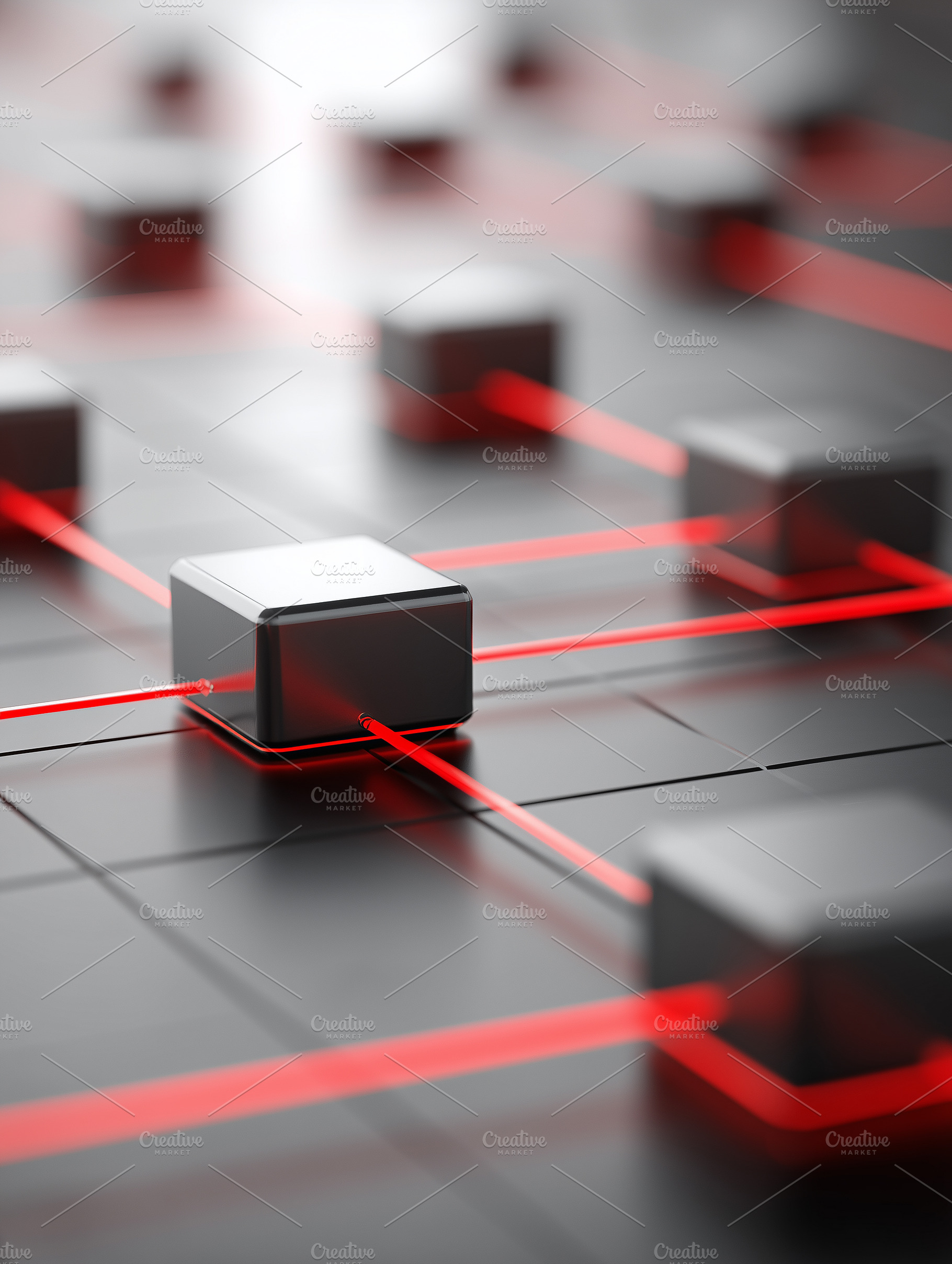 Connected black cubes with glowing, a Technology Photo by MistyDay